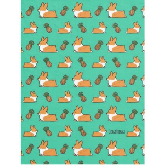 Corgi Pineapple Blanket - Picture 2 of 3